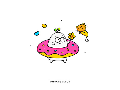 Donut ghost 👻 art cat character character design concept cute fun funny dessert donut doughnut flower food and drink food illustration ghost halloween illustration illustrator kawaii kitten pink procreate