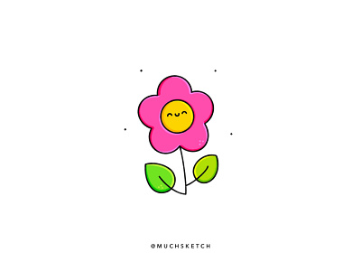 Flower 🌺 clean color cute design drawing flat flower happy icon illustration illustrator kawaii logo minimal pink positive vibes procreate sketch