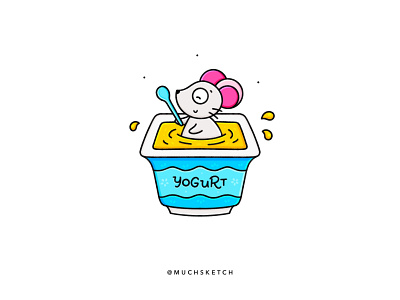 Mouse 🍦 art character character design characterdesign clean cute animal cute art cute illustration drawing illustration illustrator kawaii mouse procreate procreate lettering rat spoon vector year of the rat yogurt