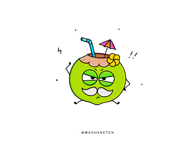 Grandpa Coco 🥥 angry art beach party character character design characterdesign clean coconut coconuts drawing drink emotion flat hawaii illustration illustrator procreate sketch summer tropical