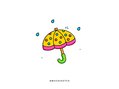 Umbrella ☔️ character design clean color colorful cute art cute illustration design drawing fall illustration illustrator monsoon polka dots procreate procreate art rain sketch sticker design umbrella yellow