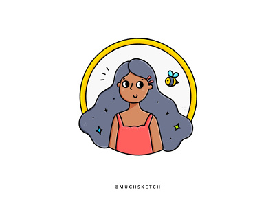 Happy girl 👧 + 🐝 african american art challenge beautiful girl bee black girl character character design cute girl draw this in your style dtiys girl girl character girl illustration hairstyle happy illustration illustration illustrator multicultural procreate smile