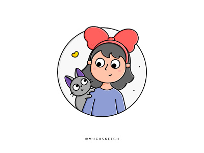 Kiki and Jiji 👧 + 🐱 anime girl cartoon character cartoon illustration character design characterdesign cute illustration drawing ghibli girl character girl illustration illustration illustrator jiji kawaii kiki kikis delivery service minimal procreate sketch studio ghibli