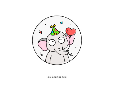 Elephant 🐘 + 🎉 animal illustration baby animals balloon character design characterdesign cute animal cute illustration digital illustration drawing elephant elephant logo illustration illustrator kawaii party hat party invitation procreate stamp design stamping sticker