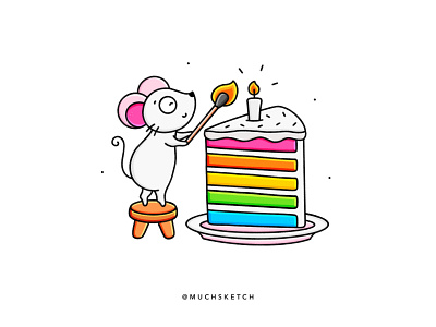 Cake 🍰 affinity designer affinitydesigner animal illustration birthday cake cake cake logo character character design cute animal flat food and drink food illustration illustration illustrator mouse procreate rainbow rat vector art vector illustration