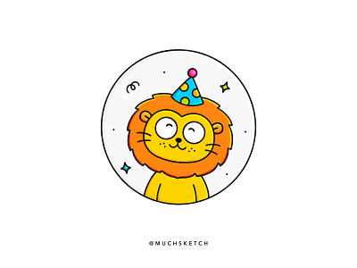 Lion 🦁 + 🎉 animal art art baby animals birthday card character design color cute animal cute animals illustration illustrator lion lion head lion king lion logo minimal procreate sketch stamping sticker design vector