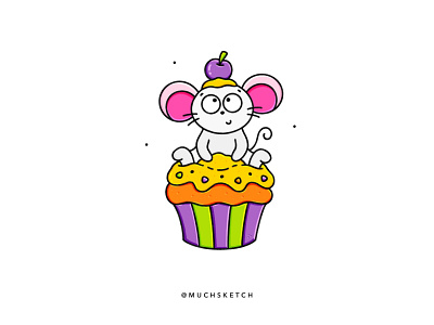 Cupcake love 🧁 animal illustration art character design characterdesign color cupcake cute adorable cute animal cute art flat iconography illustration illustrator lineart minimal mouse outline procreate rat vector