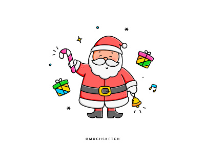 Santa is here! 🎅 affinity designer bells candy cane celebrations character design chubby fictional character gift gifts ho ho ho illustration illustrator kawaii male character procreate red sash winter boots