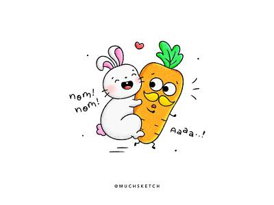 Carrot ride 🐰 animal character animal drawing bunny carrot cartoon character character design cute characters drawing eccentric emotions funny illustration illustrator kawaii procreate puns rabbit scared