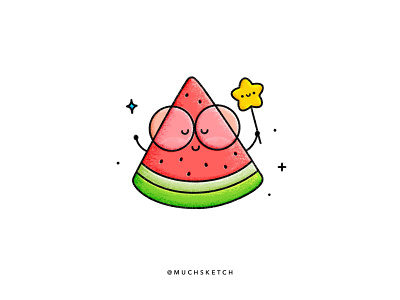 Watermelon 🍉 adorable characters affinity designer cartoon character design cute fruits food illustration food puns fruit illustration illustration kawaii melon packaging procreate star sticker summer surface pattern design tropical watermelon you are one in a melon