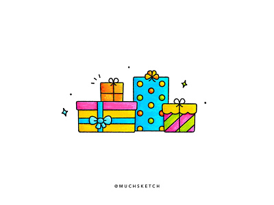 Gifts 🎁 affinity designer birthday gift bow celebration colorful coloring page cute gift boxes gifts graphic design illustration illustrator logo party procreate ribbons stamp sticker vector wish