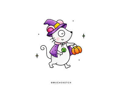 Trick or treat 🍭 affinity designer animal character candy character design cute animals halloween haunted illustration jack o lantern kawaii magic mouse procreate pumpkin rat spooky trick or treat vector witch wizard hat