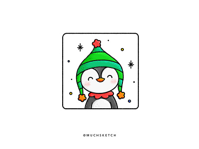 Penguin 🐧 affinity designer animal beanie character christmas crochet cute december design holiday illustration illustrator lineart monoline penguin pom pom procreate snowflakes vector winter