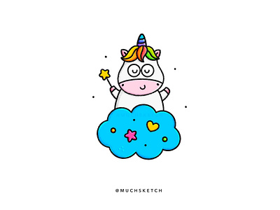 Unicorn magic 🦄 + 🪄 affinity designer animal illustration character design character drawing cloud cute animals graphic illustration illustrator kawaii magic wand magical mythical pride procreate rainbow stars sticker unicorn vector