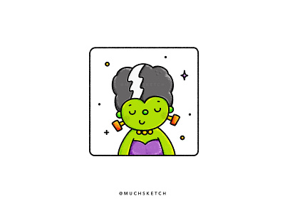 Bride of Frankenstein 🧟‍♀️ adorable affinity designer bride of frankenstein character design cute drawing female frankenstein halloween helloween iconic illustration illustrator monster procreate spooky vector wife witch zombie