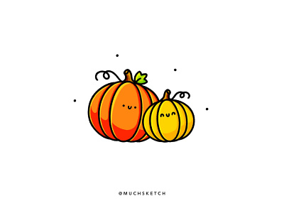 Mommy and baby pumpkin 🧡💛 art autumn clean color cute design drawing fall flat icon illustration illustrator kawaii logo love minimal orange pumpkin sketch vector