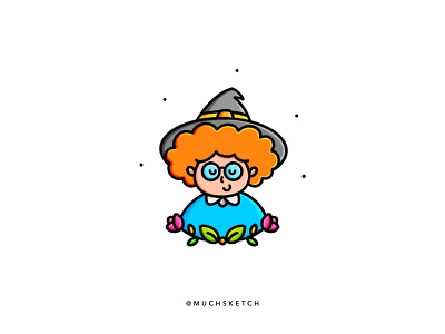 The happy witch 🧙‍♀️🧡🖤 art character characterdesign drawing flat halloween harrypotter hermione illustration illustrator kawaii minimal monster orange potion sketch spooky vector witch wizard