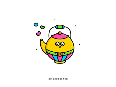 Teapot ☕️✨ clean color cute art drawing icon illustration illustrator kawaii kettle line work lineart love minimal procreate art rainbow tea tea party tea pot vector yellow