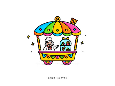 Pierre and his cookie cart 🍪 cart cartoon cartoon character cartoon illustration cartoons character character art character concept character design character illustration characterdesign colorful cookies drawing icecream illustration illustrator procreate rainbow treats