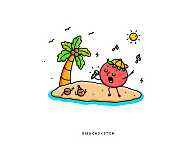 Toh the rapper 🎵 cartoon cartoon character cartoon illustration character character art character design characterdesign coconut tree drawing friends illustration illustrator island procreate red summer tomato tropical tropical leaves vector art