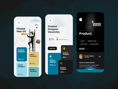 Job Search Platforms Mobile App app design designer iphone iphone mockup job job portal job search mobile mobile app mobile design mobile ui product product designer ui ui design ux ux ui ux design ux designer