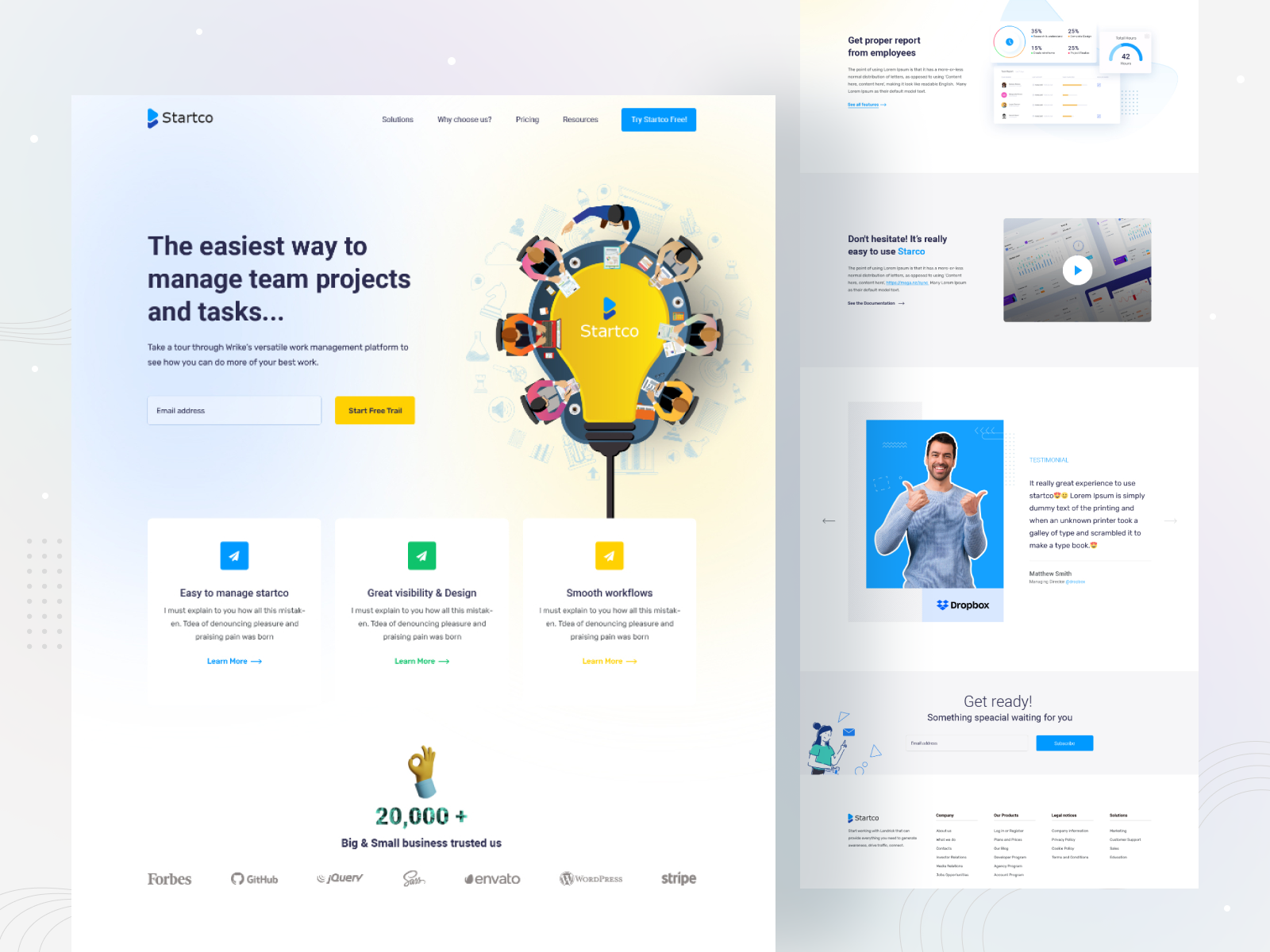 Project Management Landing Page by Ruhul Amin on Dribbble