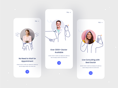 Telemedicine App Onboarding app design doctor app doctor consulting doctor live doctor live medicine onboard onboarding onboarding illustration onboarding ui telemedicine app development welcome