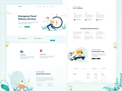 Parcel Delivery Landing Page. adobe xd agency app cart courier delivery digital agency e commerce freepik home home delivery illustration landing page minimal parcel parcel delivery shop ui vector