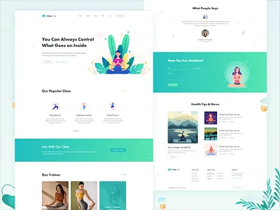 Yoga Training Center Landing Page adobexd body body care bodybuilder challenge healthcare illustraion illustration landing page minimal ui vector xd yoga center youth