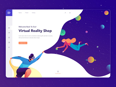 Virtual Reality 2019 trend banner challenge colorful digital agency earth illustration illustrator landing page love ui ux vector vr web design