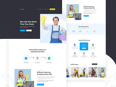 Cleaning Company Landing Page 2019 trend clean clean ui cleaner company cleaning cleaning company landingpage minimal webdesign website