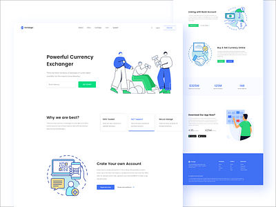 Currency Exchange Landing Page 2020 trend crypto crypto wallet cryptocurrency cryptocurrency exchange exchange landing page ui landingpage minimal ui web design website