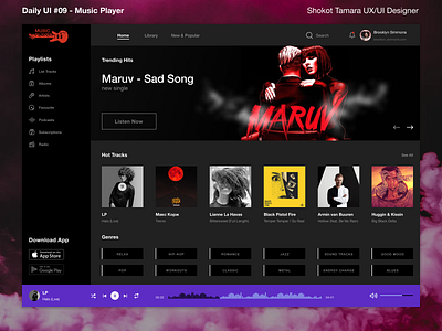 Daily UI #09 - Music Player design ui ux web