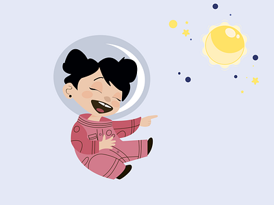 Cheerful little girl astronaut illustration vector
