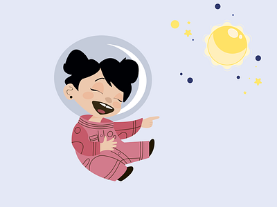 Cheerful little girl astronaut