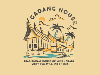 GADANG HOUSE art illustration mountain nature summer traditional traditionalhouse vector vintage