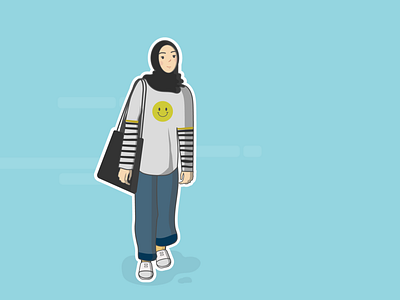 Smiley or Frowny? character design flat flat design hijabi illustration vector