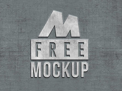 Free Photorealistic Scratched Brushed Metal Logo PSD Mockup 3d logo brushed download psd embossed free freebie logo metal mock up psd scratch