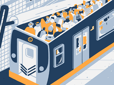 SUBWAY SARDINES conceptual crowd illustration l ny people sardines subway train