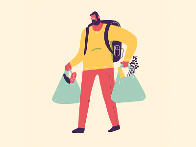 PEOPLE characters design food illustration people shopping bag urban vegetables