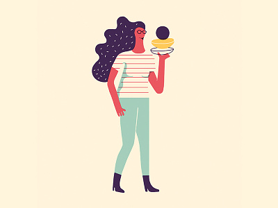 PEOPLE character design direction fashion food girl minimal style waiters