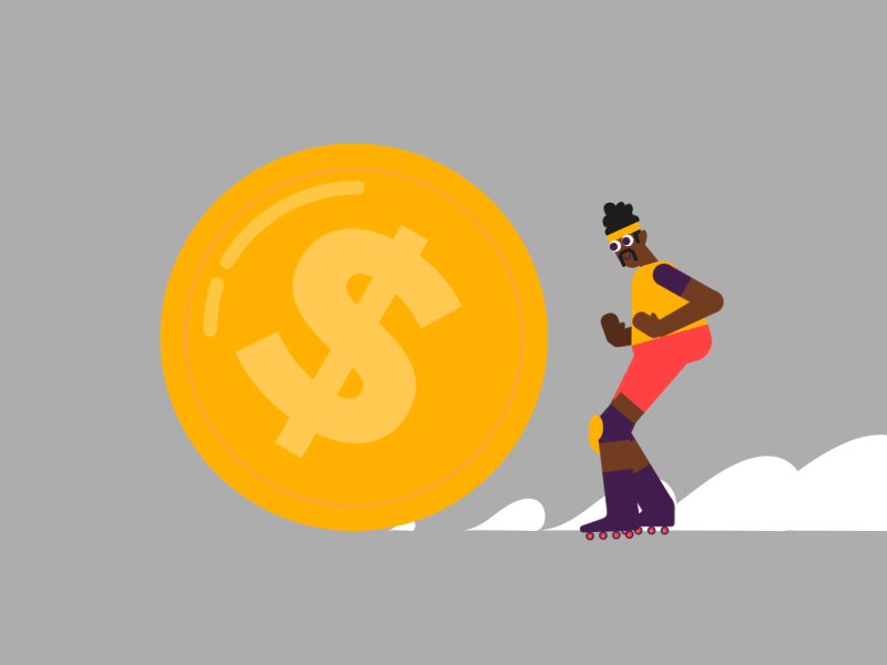 SKATER character design coing donation gif illustration money rolling skater video