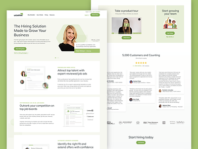 WizeHire Homepage ats green green website growth hired hiring hiring company home homepage homepage design job board landing page mortgage real estate rebrand testimonials wizehire