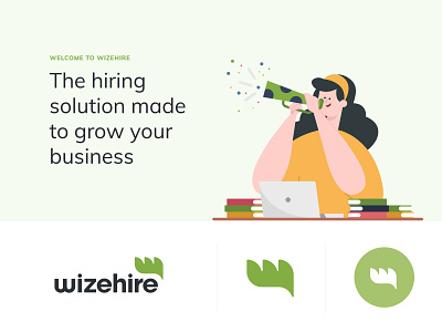 WizeHire Branding ats branding celebrate font green hire hiring illustration leaf logo remote wizehire