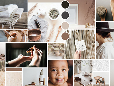 Our Well House Mood Board brand guide brand identity branding earth tones linen mid century mid century modern minimal mood moodboard photography style texture whimsical