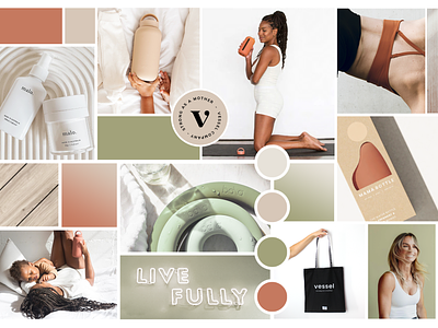 Mood board mothers, women in fitness baby branding color palette exercise fitness flow green mauve minimal mood board movement neutral postpartum woman women