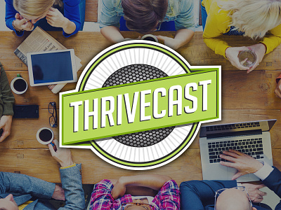 ThriveCast Final Logo branding cast circle green logo microphone podcast thrive