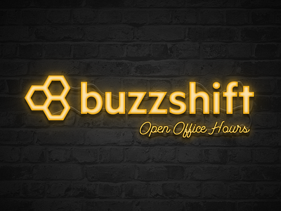 Buzzshift Open Office Hours buzzshift dallas illustration lights logo neon neon sign open office hours photoshop retro sign yellow