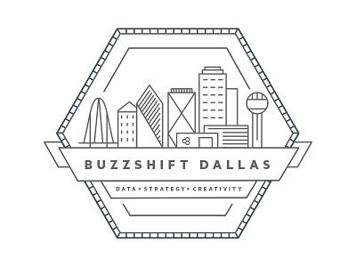 Buzzshift Badge badge black and white buzzshift creativity dallas data illustration illustrator strategy texas