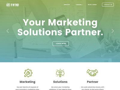 Homepage Mockup blue design gradient green homepage marketing solutions ui website